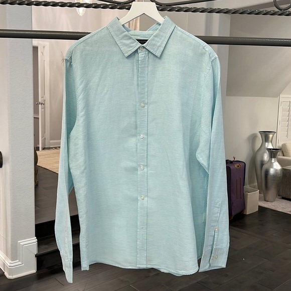 AS NEW BANANA REPUBLIC MEN BUTTON DOWN SHIRT LONG SLEEVES UNTUCKED SLIM … - Picture 5 of 9